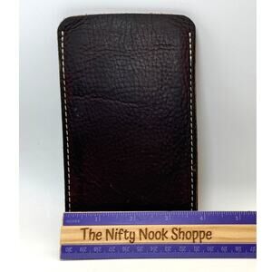 Handmade 6" x 3.5" Brown Leather phone case Durable stitching w‎ pebbled leather